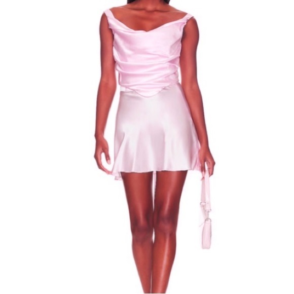 Manuri Lilly 2.4 Mini Skirt Pink Silk Size M - Picture 5 of 7